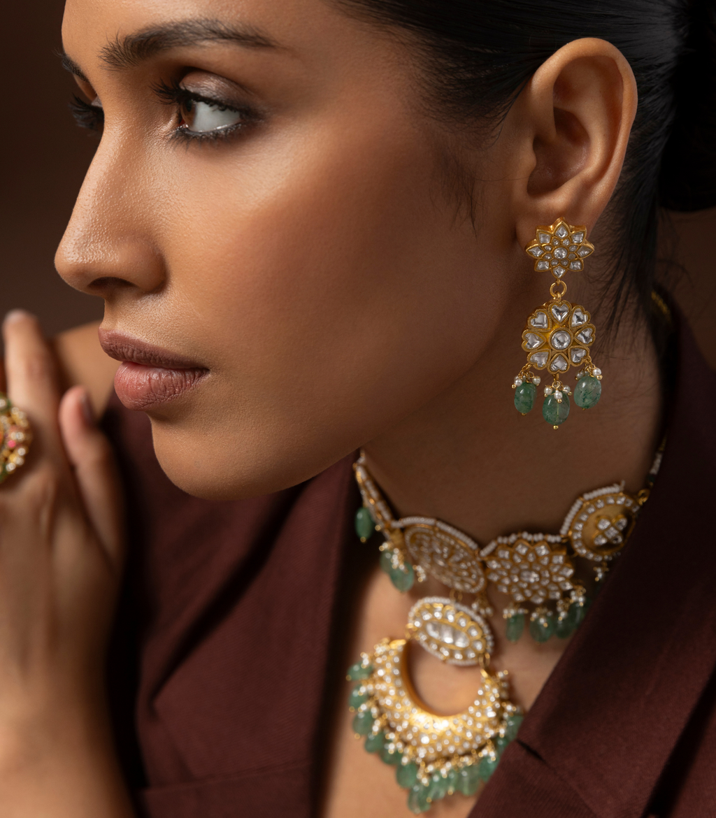 WRIDHI GREEN KUNDAN NECKLACE SET