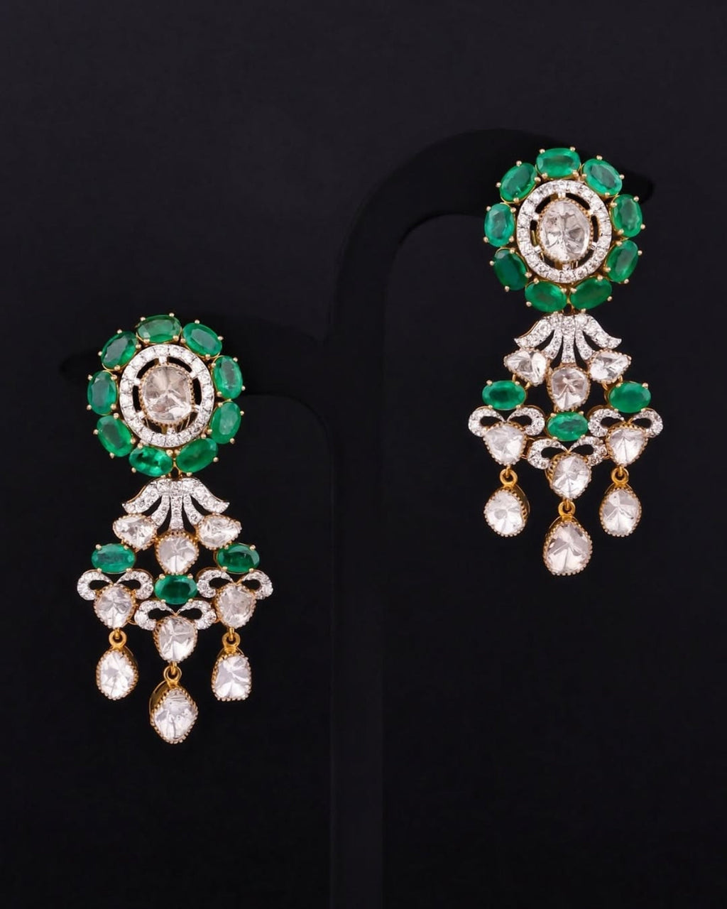 Jenny Polki And Diamond Long Earrings