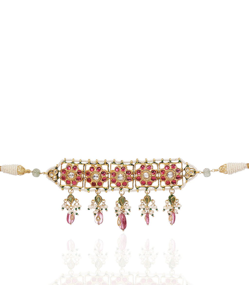 DEVISHA RED KUNDAN CHOKER SET