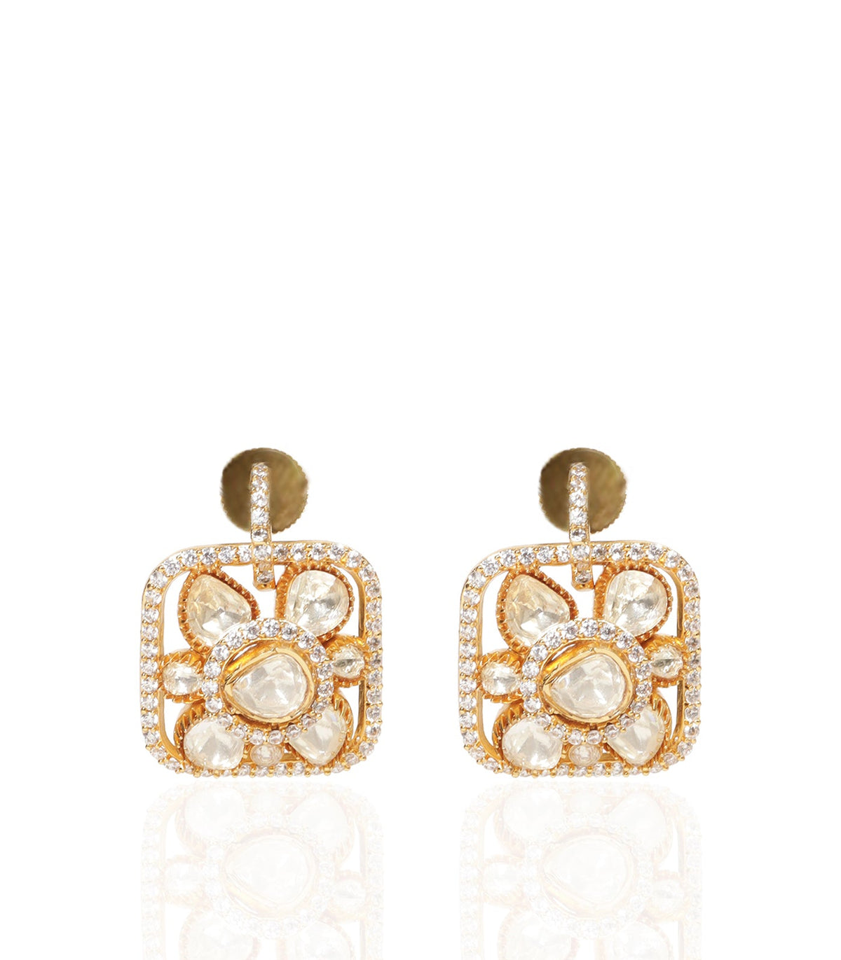PARNIKA GOLD PLATED POLKI NECKLACE SET