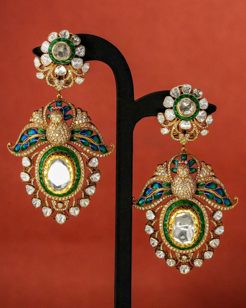 Eloise Polki And Diamond Long Earrings