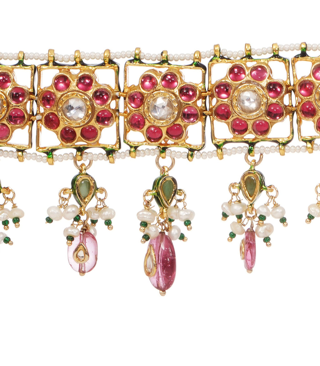 DEVISHA RED KUNDAN CHOKER SET