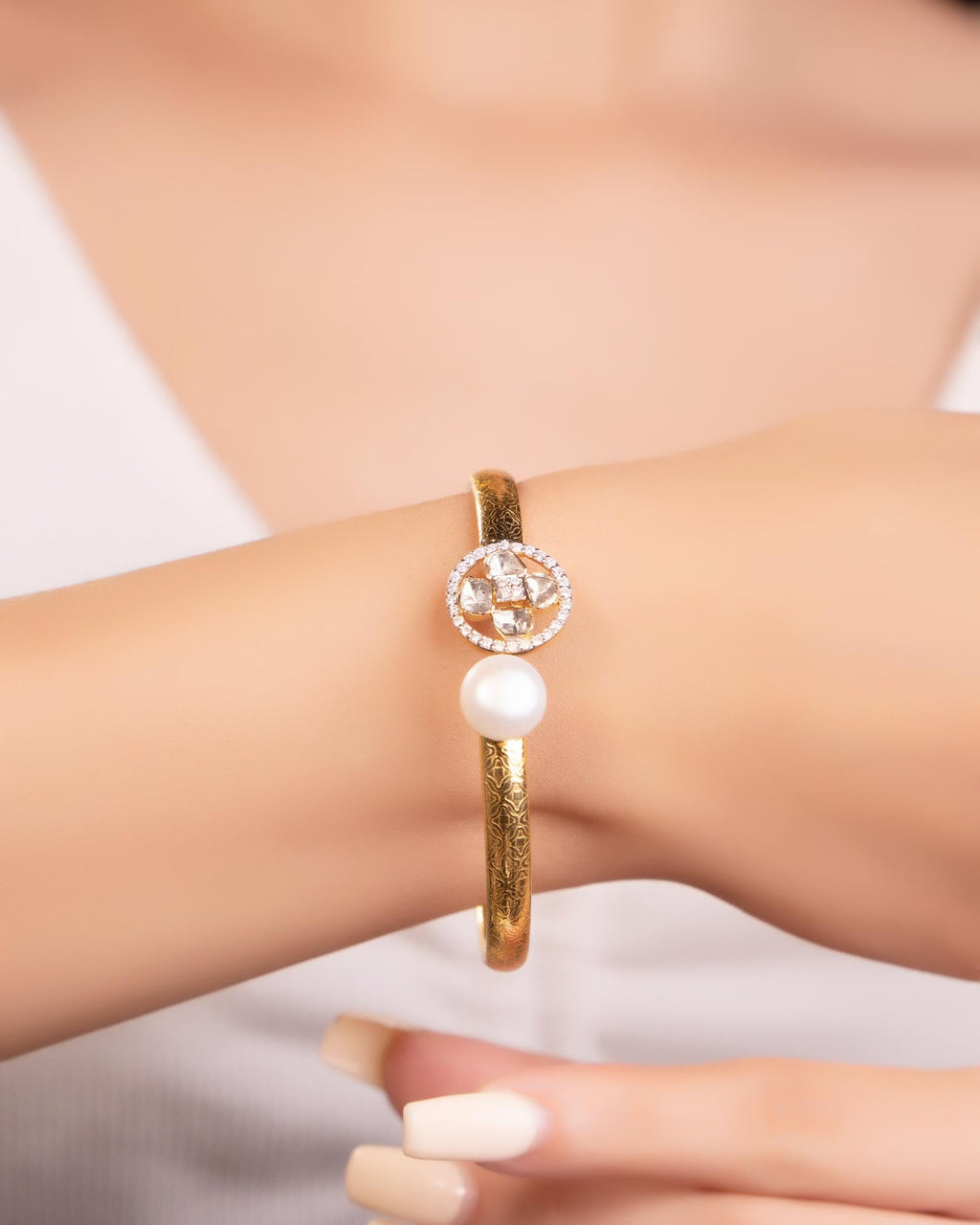 Madeli Polki And Diamond Bangle
