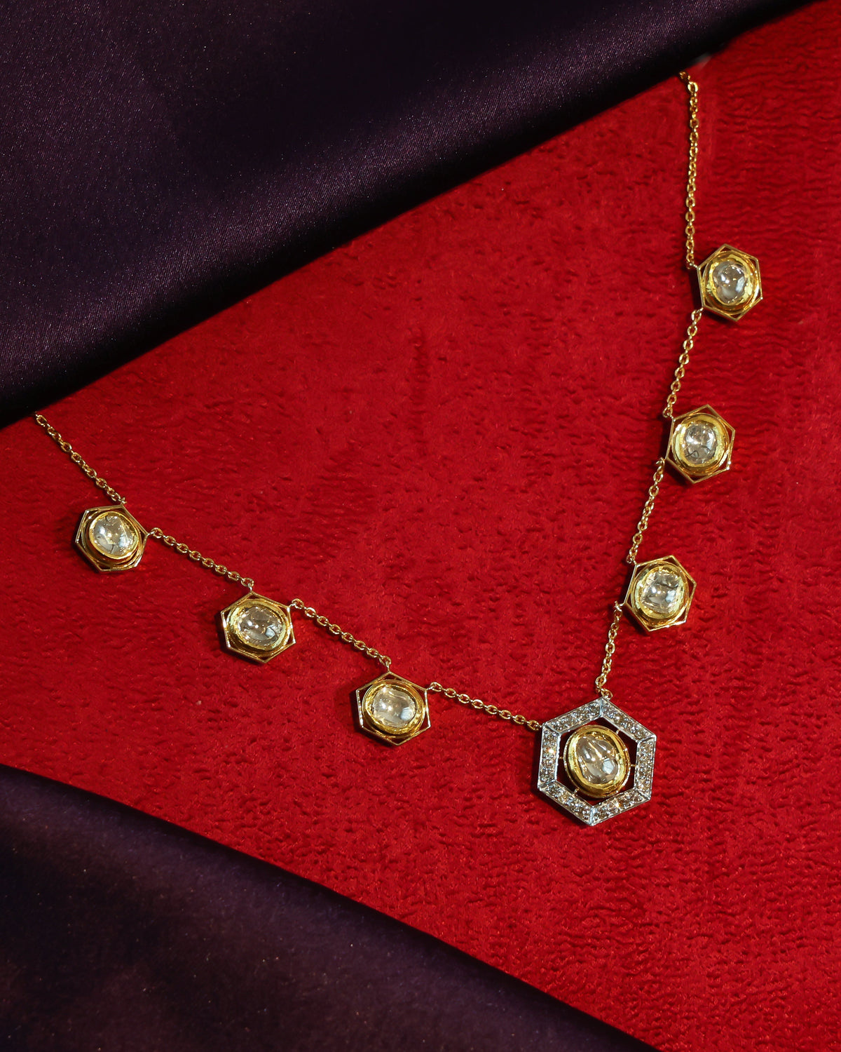 Misha Polki And Diamond Pendant