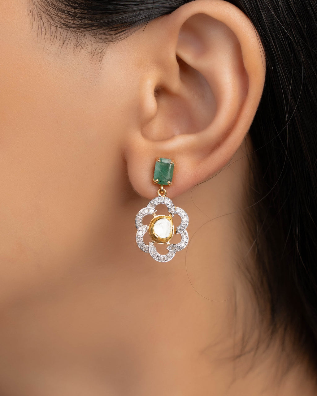 Era Polki And Diamond Long Earrings