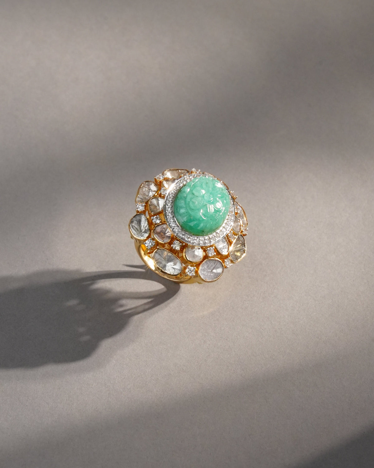 Stella Polki And Diamond Ring