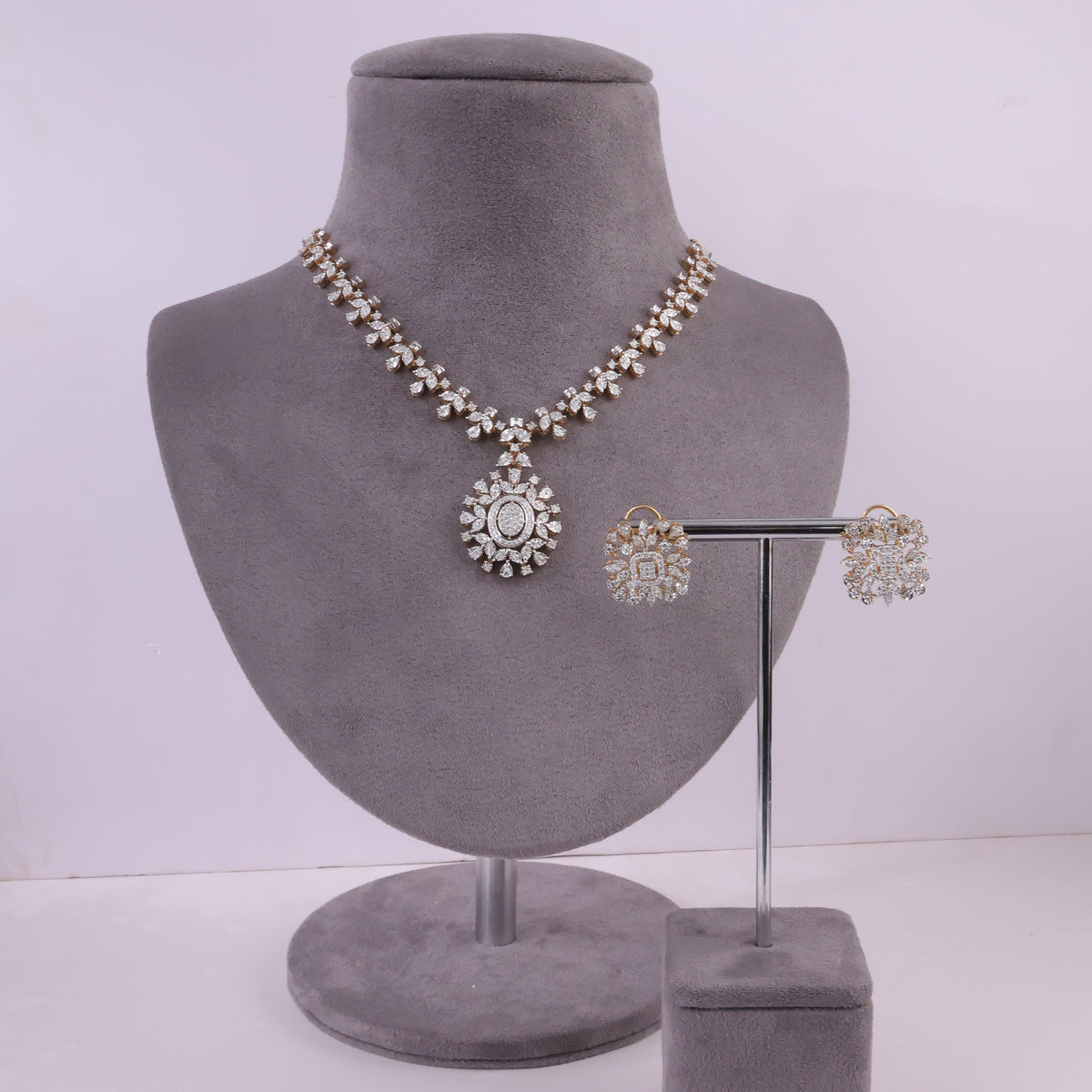 Diamond Necklace And Mirani Long Earrings Set