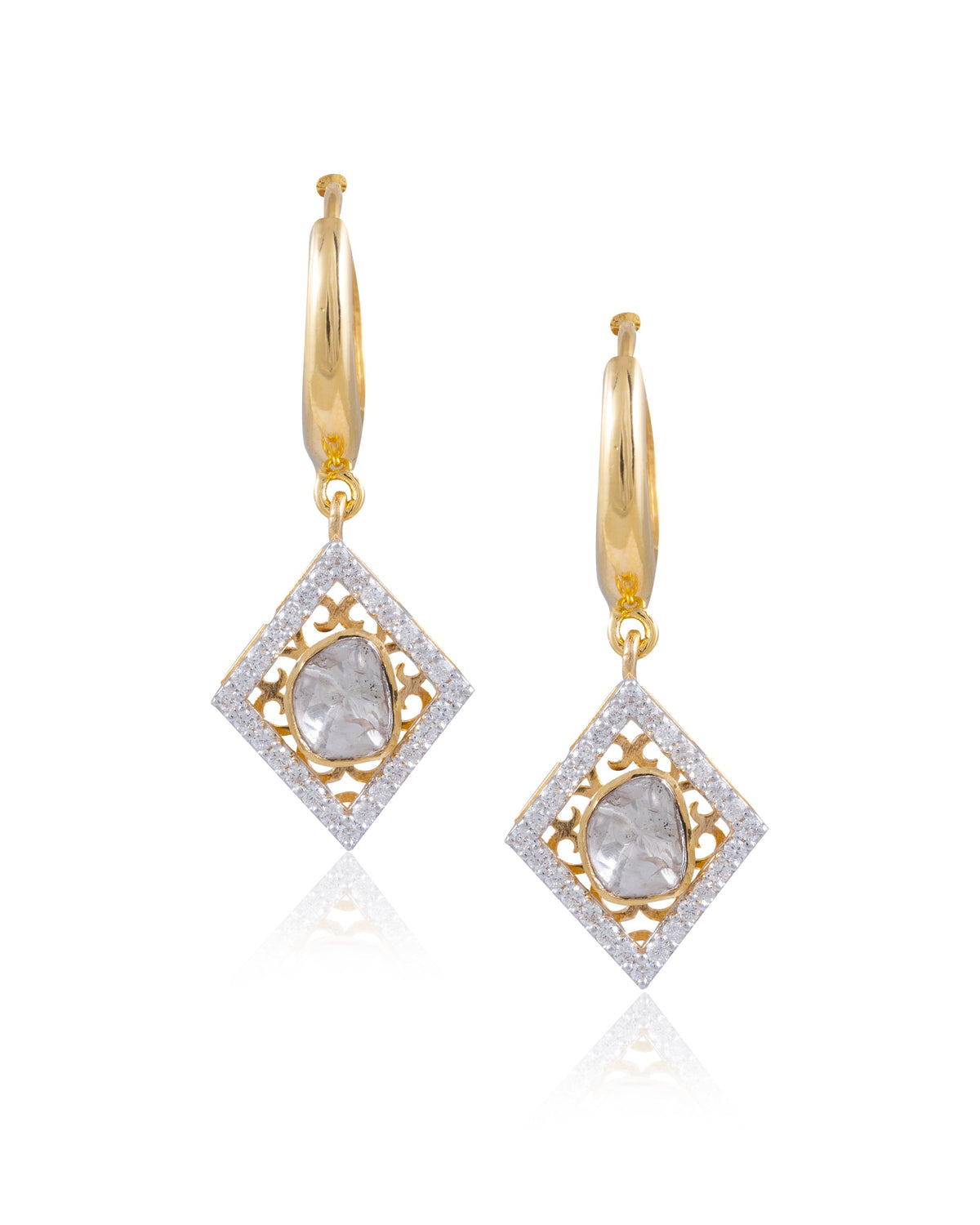Trisha Polki And Diamond Hoops