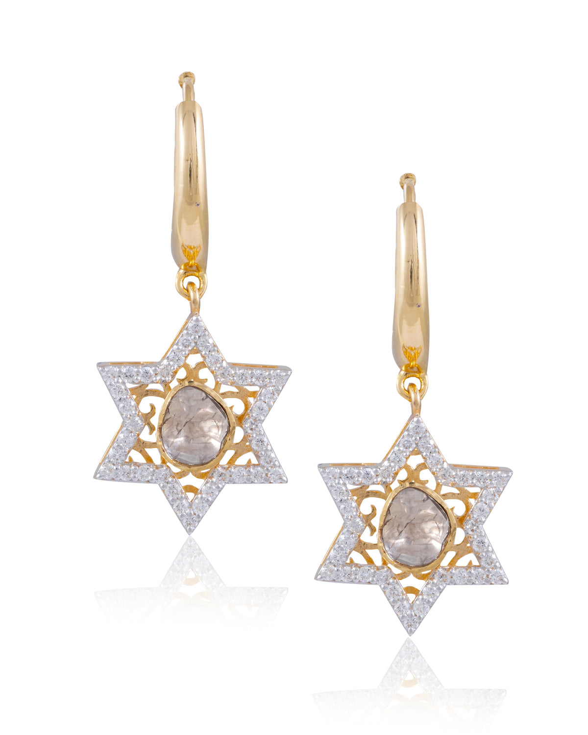 Shelia Polki And Diamond Hoops