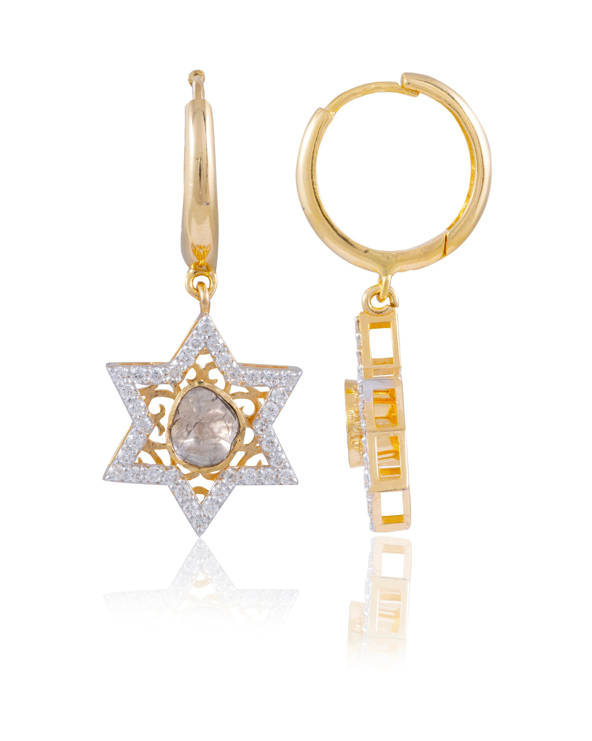 Shelia Polki And Diamond Hoops