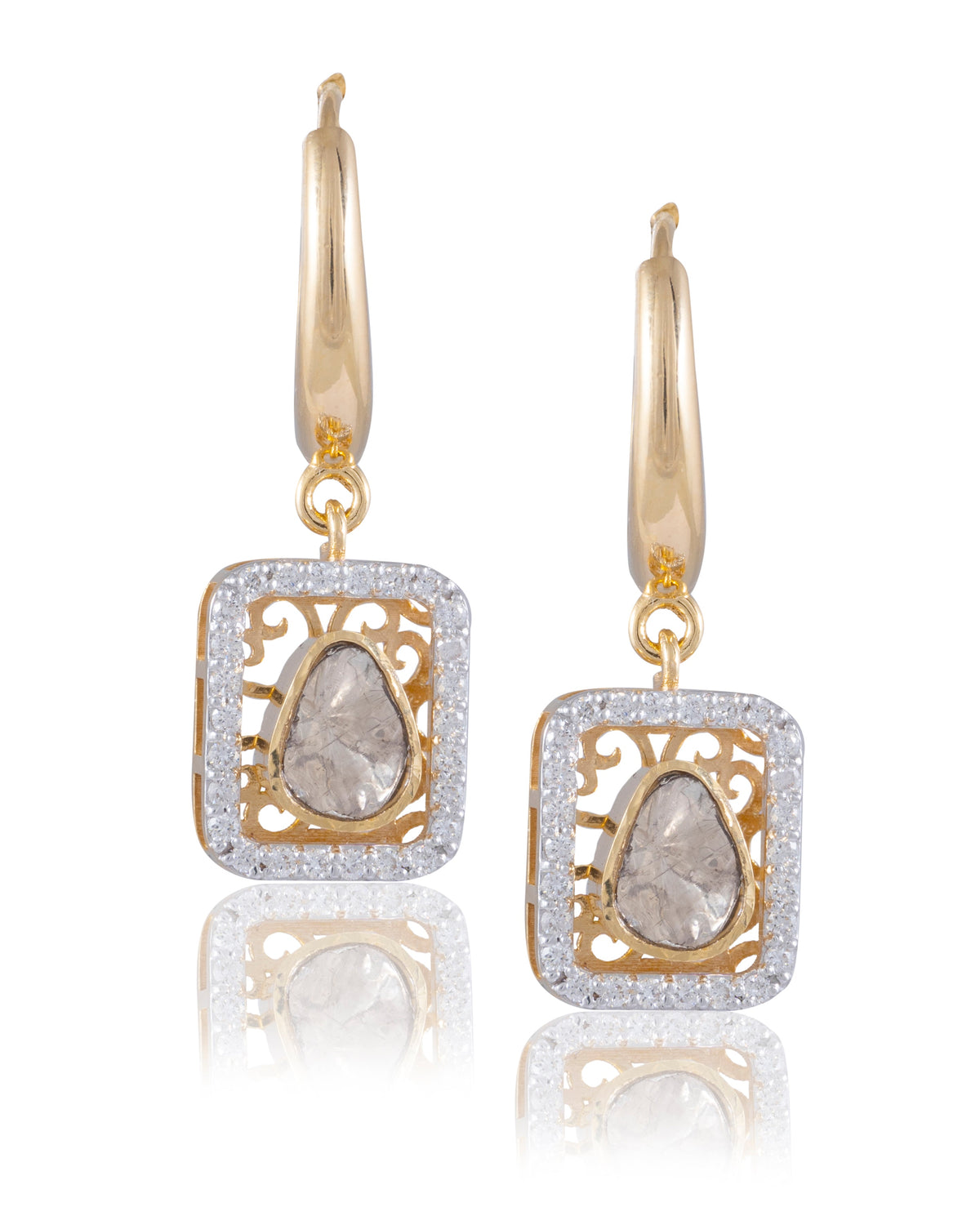 Vritika Polki And Diamond Hoops