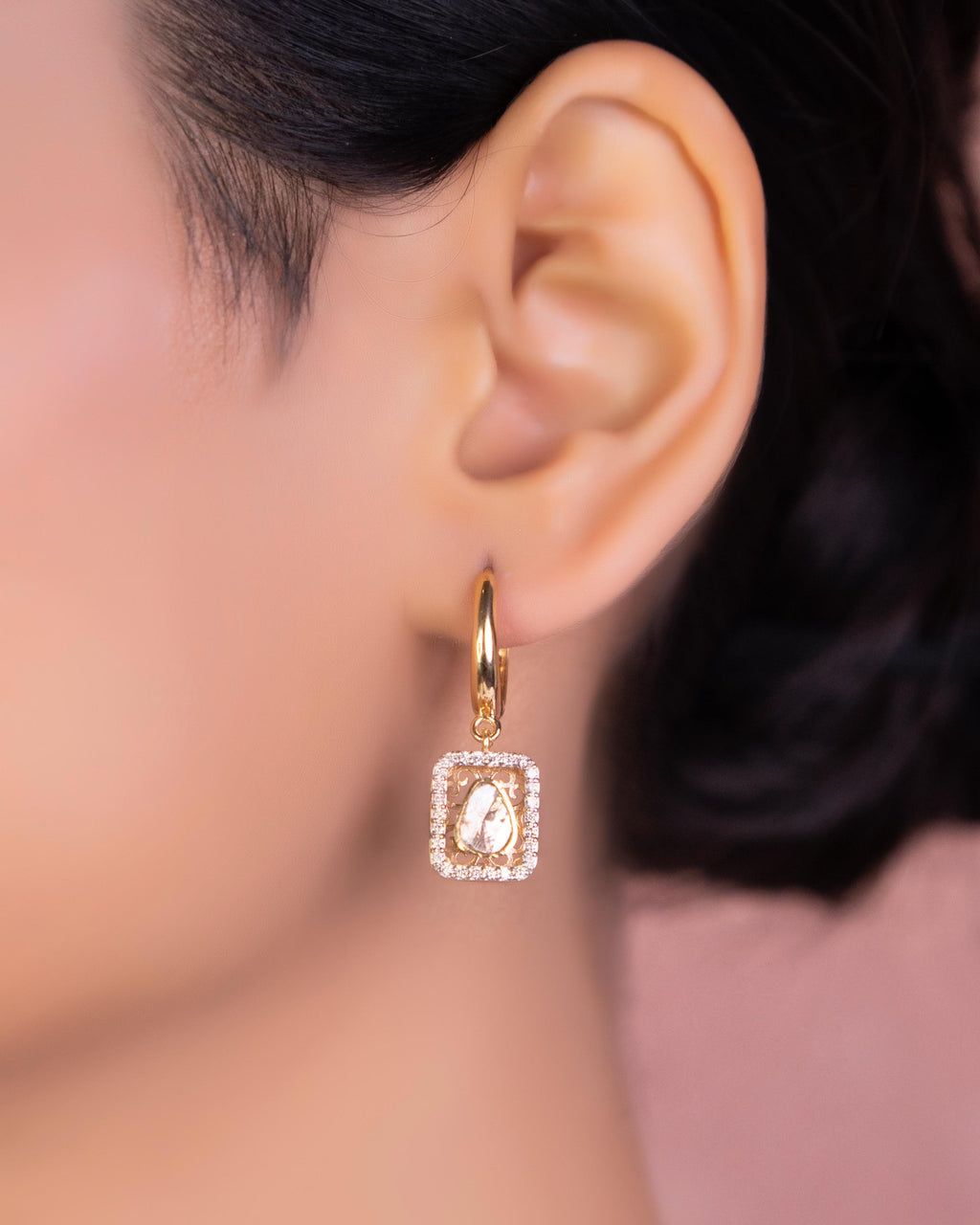 Vritika Polki And Diamond Hoops