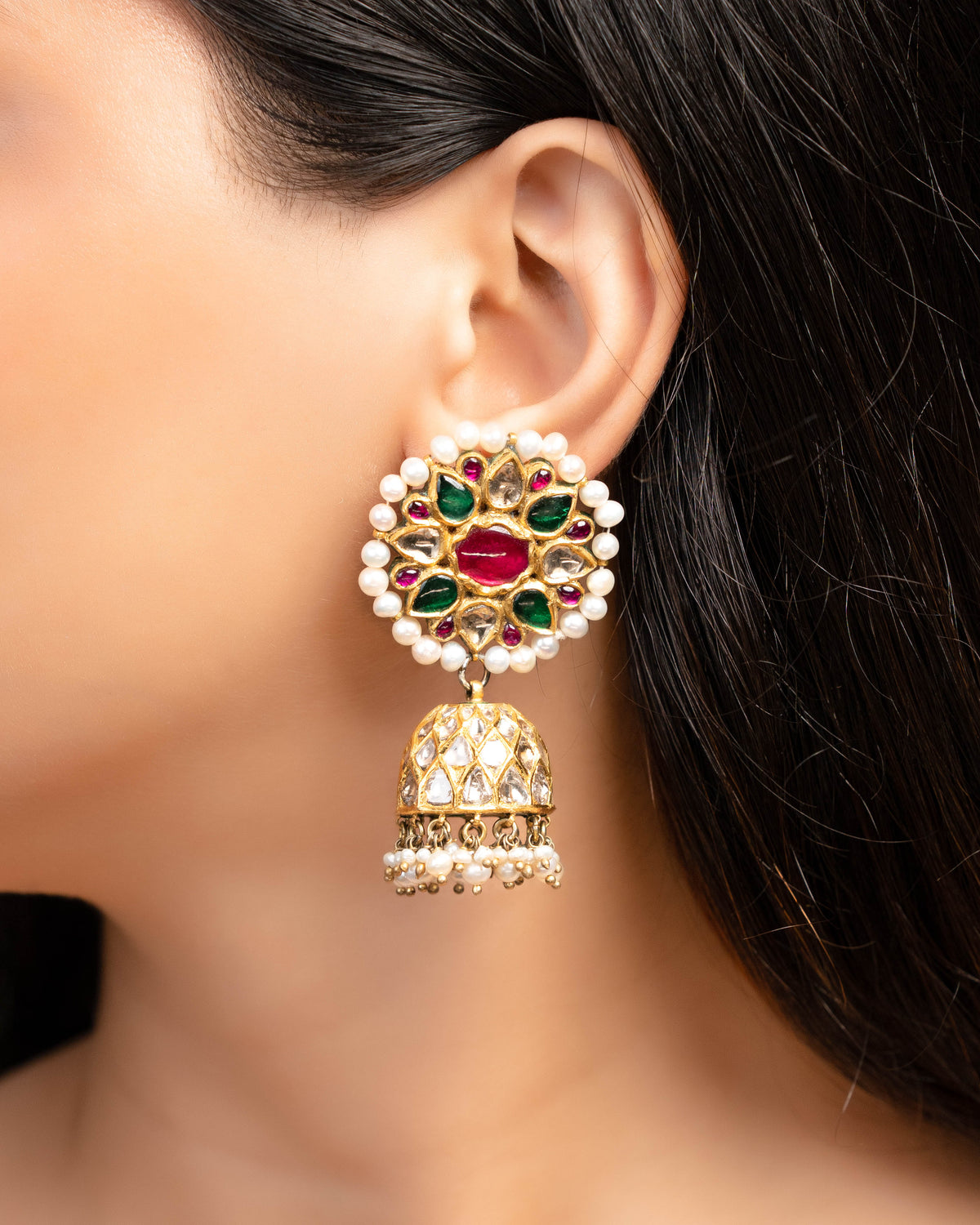 Kala Polki Jhumkas