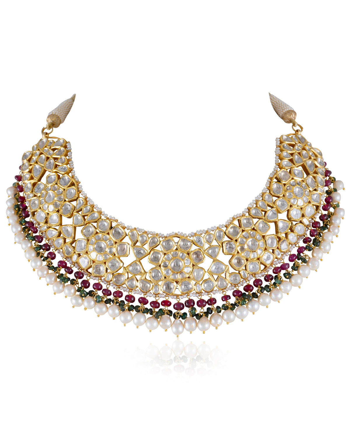 Harveen Necklace And Nimish Long Earrings Jadau Polki Set