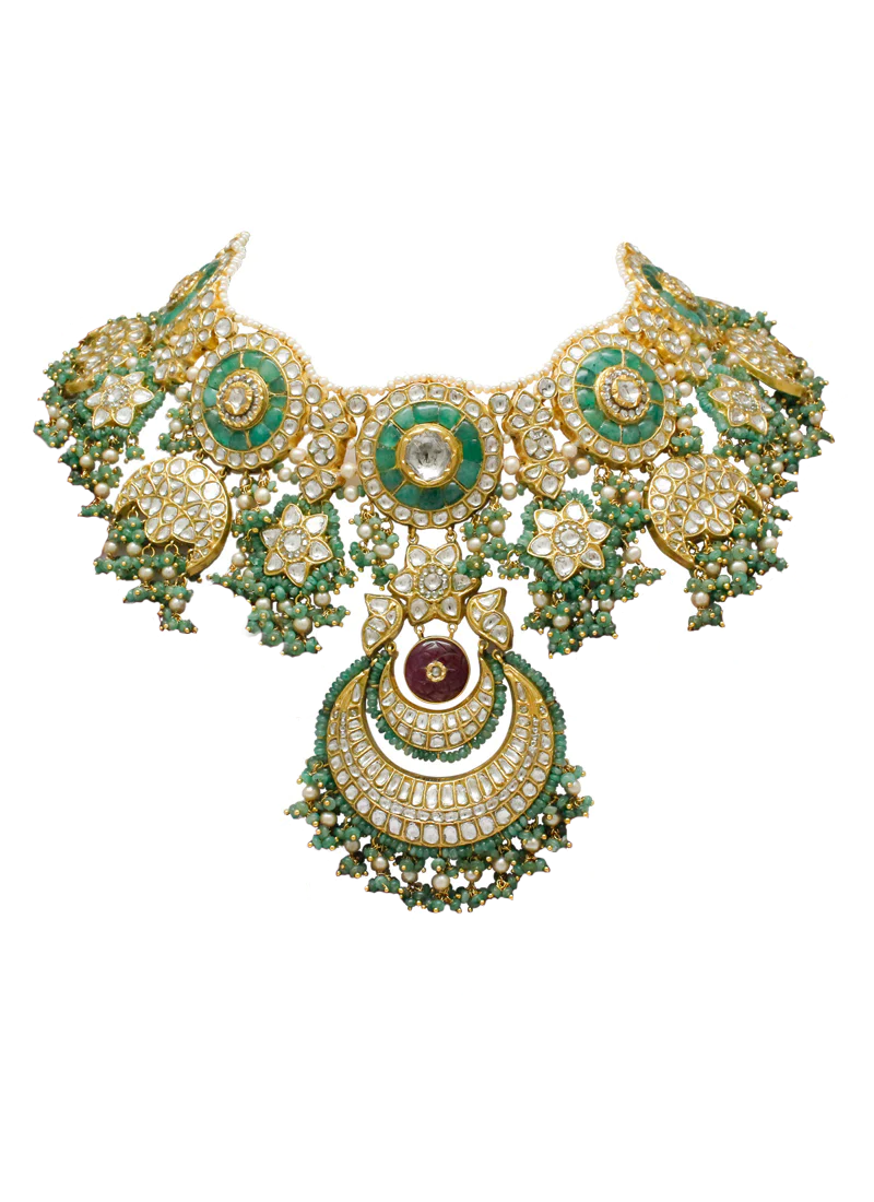 Arya Necklace And Anaiah Chandbalis Polki Set