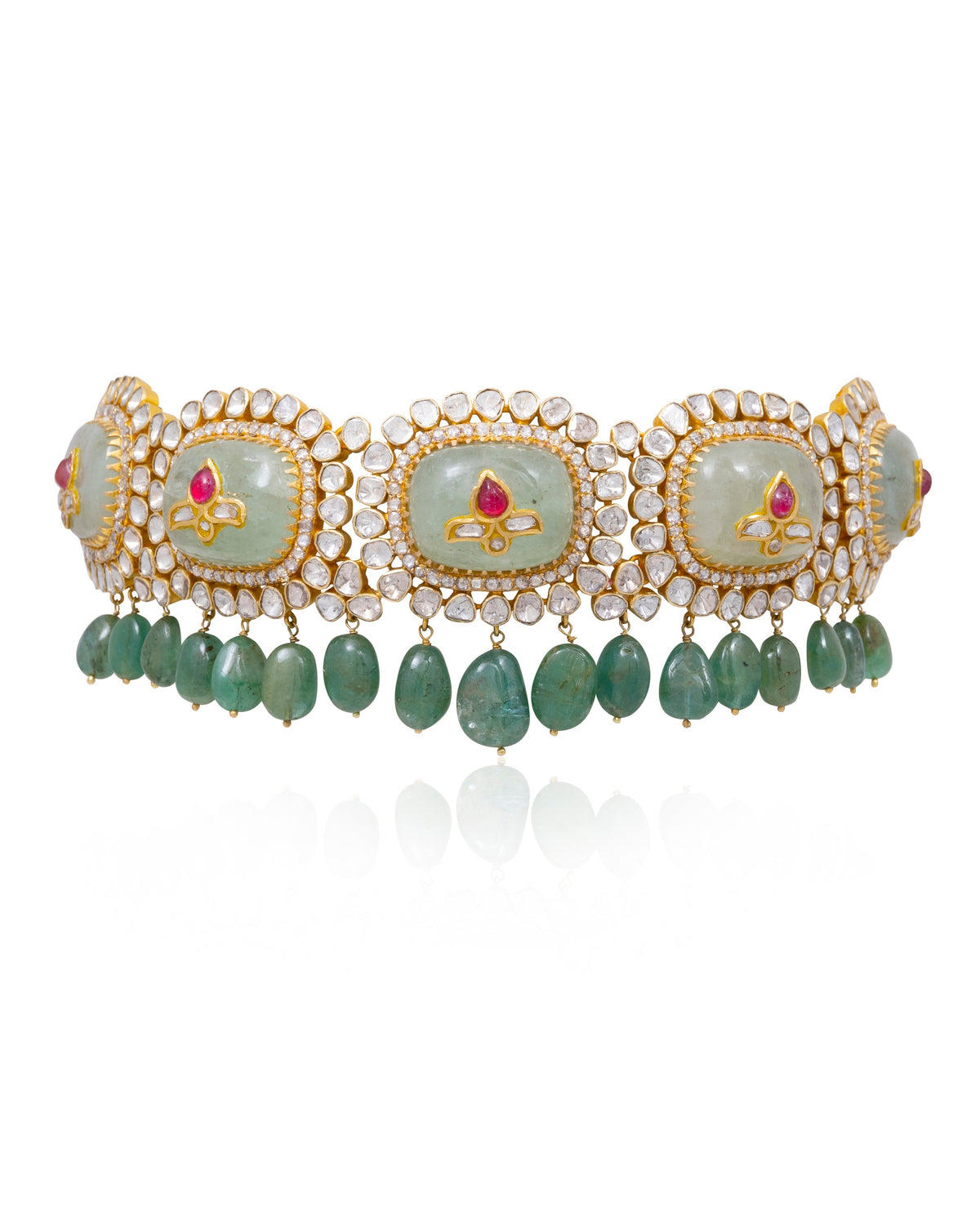Naysa Choker and Aditi Long Earrings Polki Set