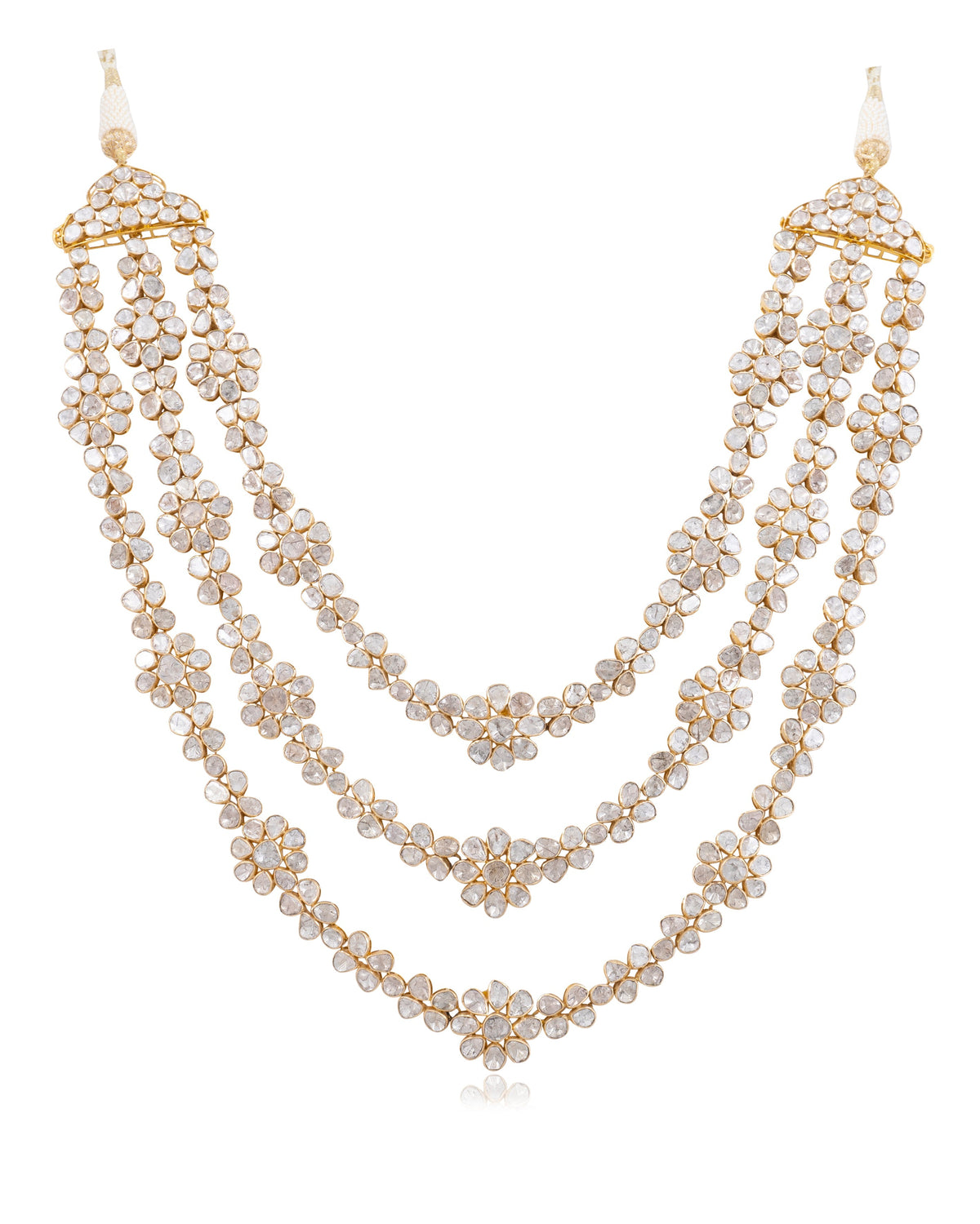 Aliza Long Necklace and Lazeni Long Earrings Polki Set