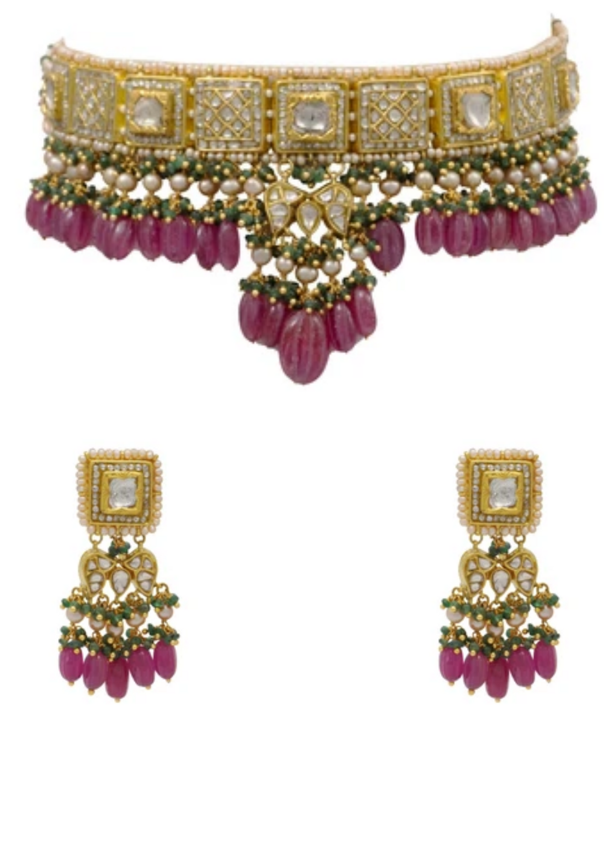 Lavanya Choker and Teni Earrings Polki Set