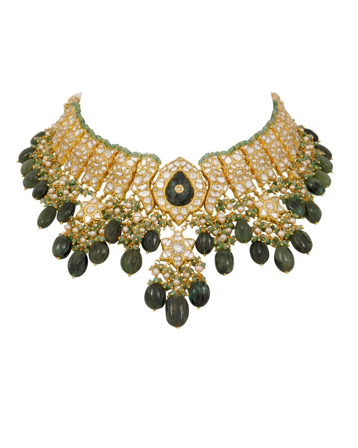 Nikki Necklace And Suman Chandbalis Polki Set