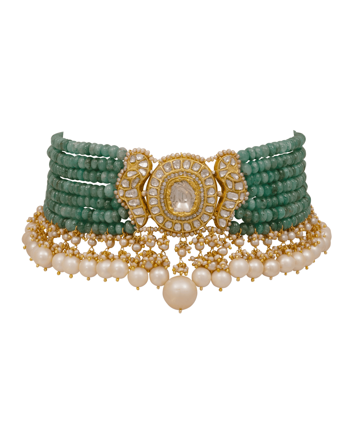 Afsa Bead Choker And Pranjal Chandbalis Polki Set