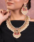Ratna Long Necklace And Brinda Chandbalis Polki Set