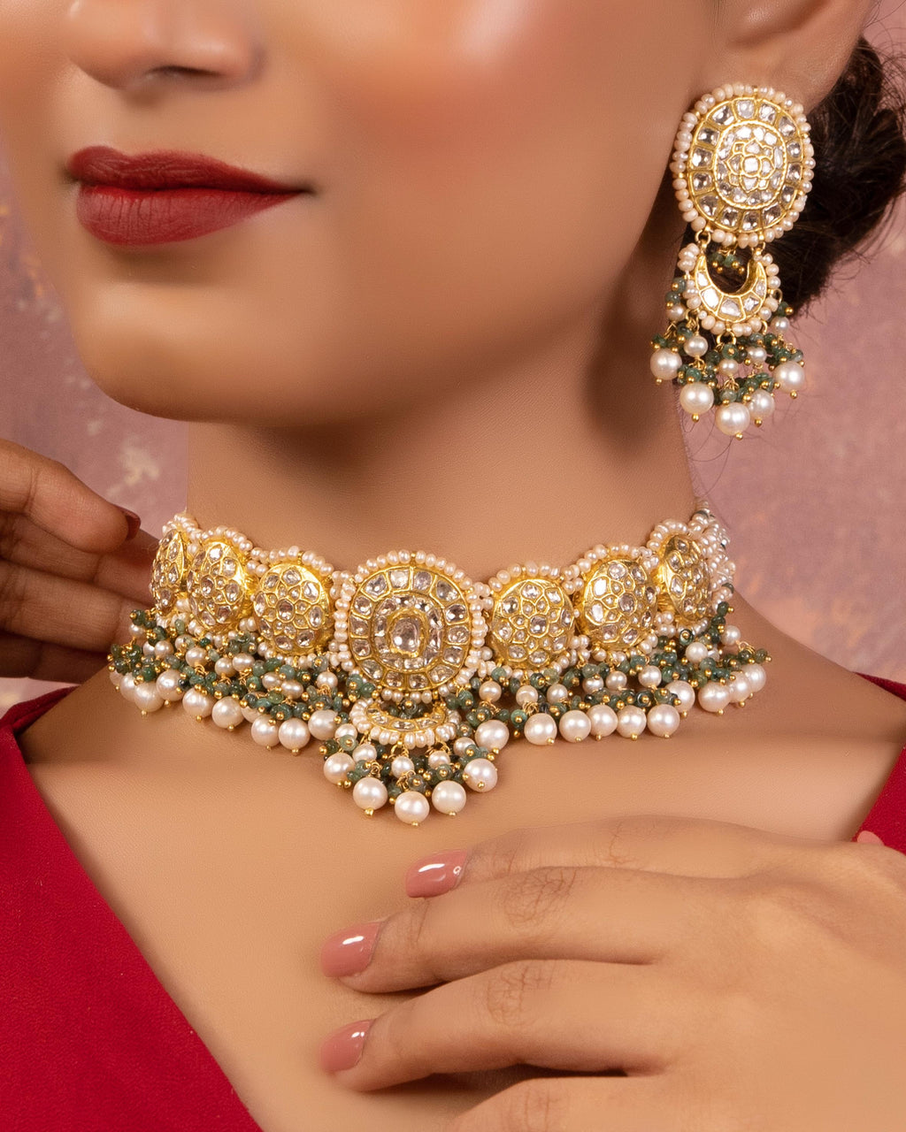 Fatima Choker And Avni Chandbalis Polki Set