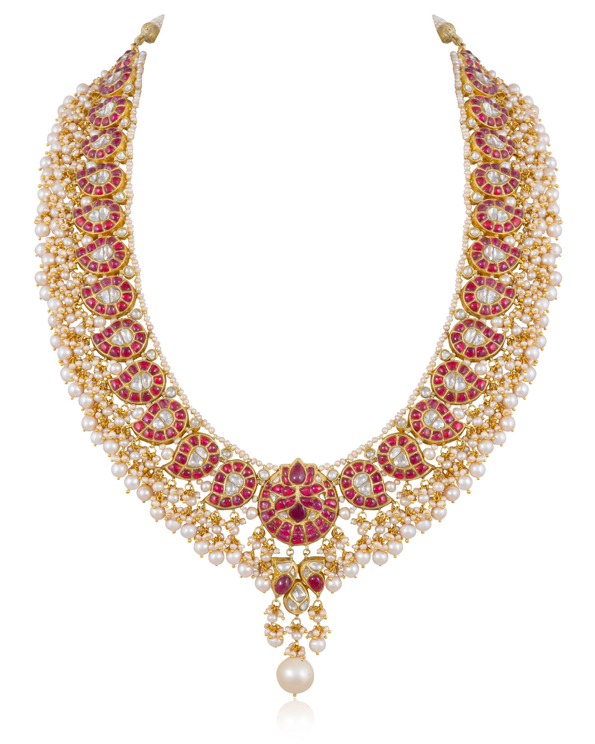 Riya Long Necklace And Sakshi Tops Polki Set