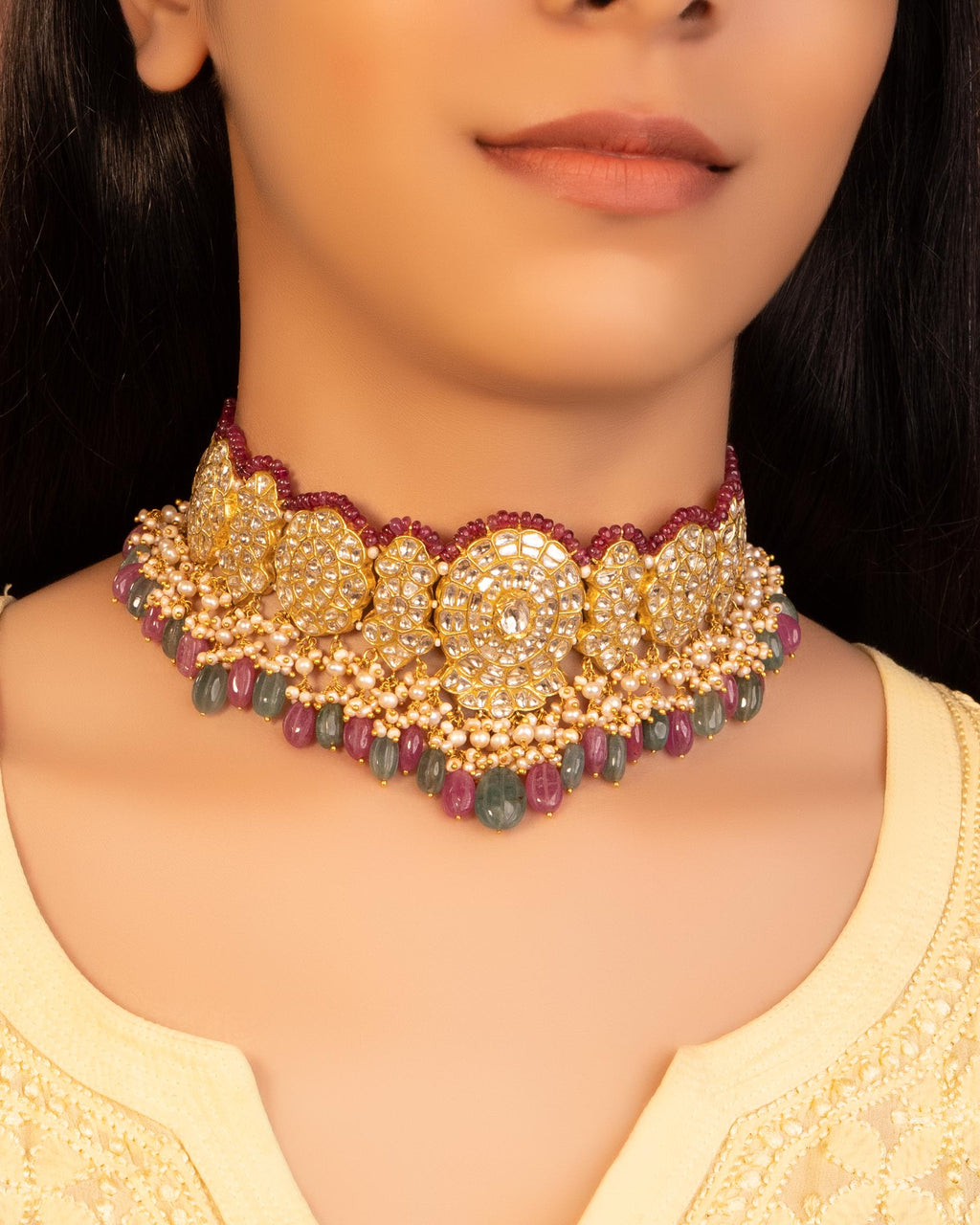 Jessi Choker And Flannery Chandbalis Polki Set