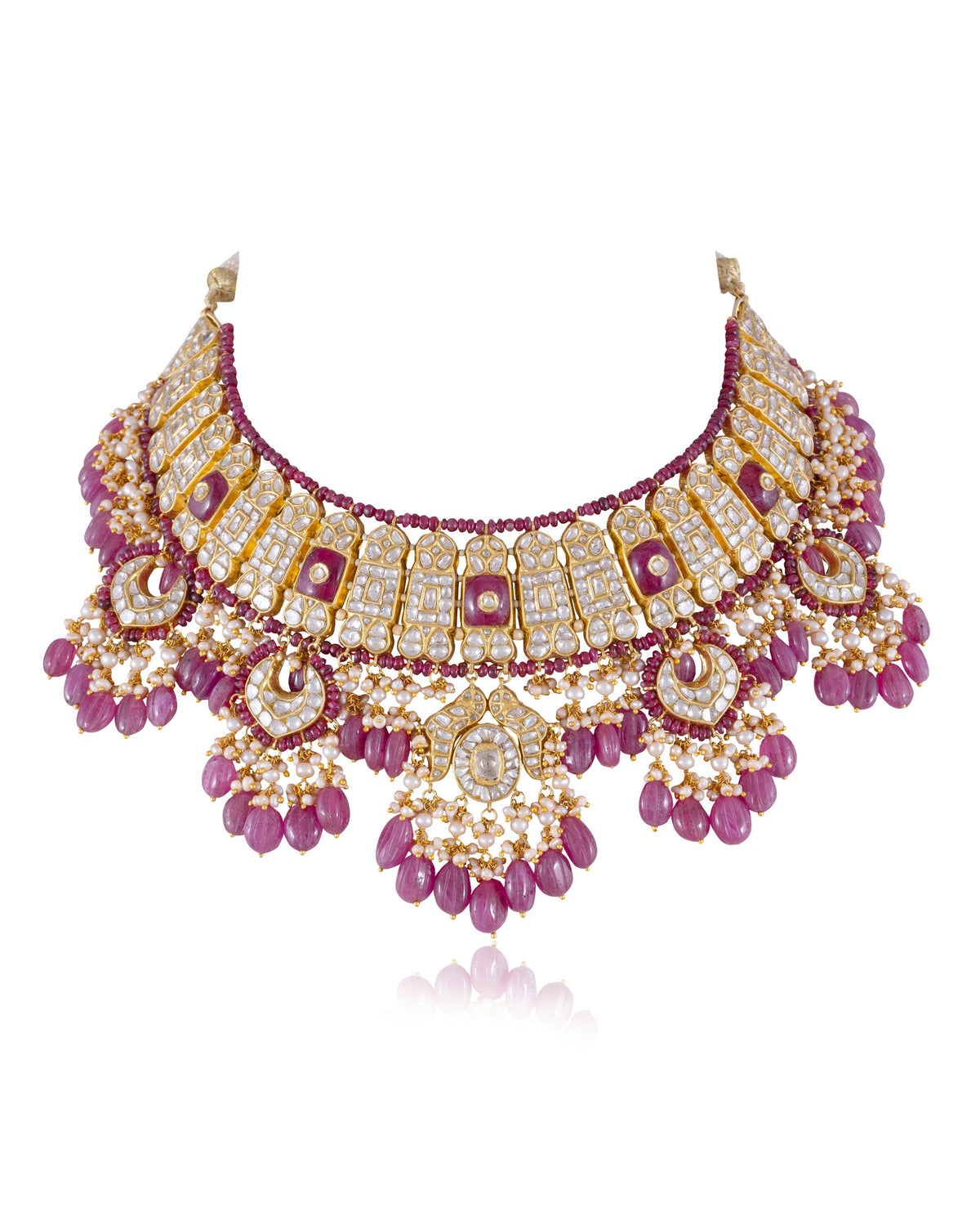 Reeva Necklace And Sanchi Long Earrings Polki Set