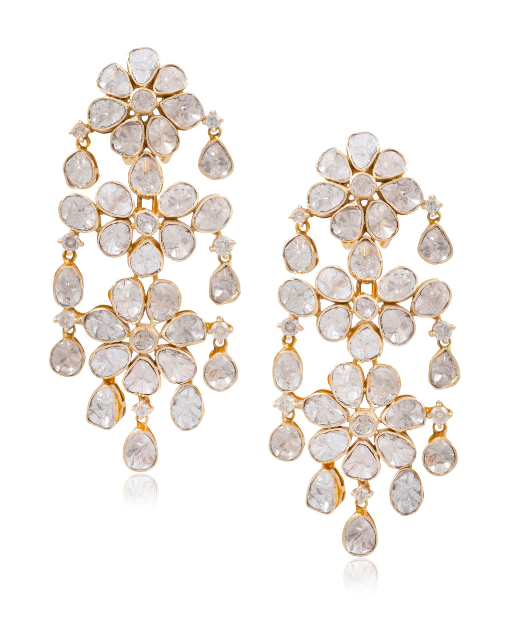 Aliza Long Necklace and Lazeni Long Earrings Polki Set