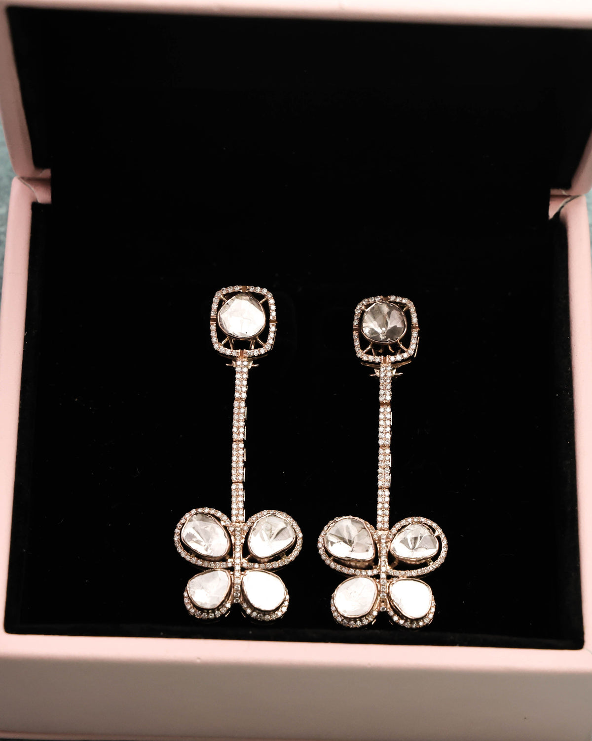 Allie Polki And Diamond Long Earrings