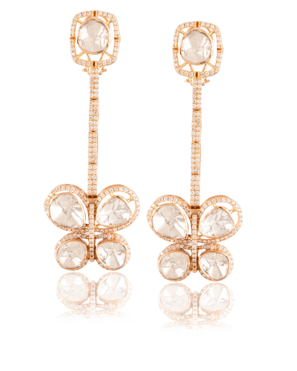 Allie Polki And Diamond Long Earrings