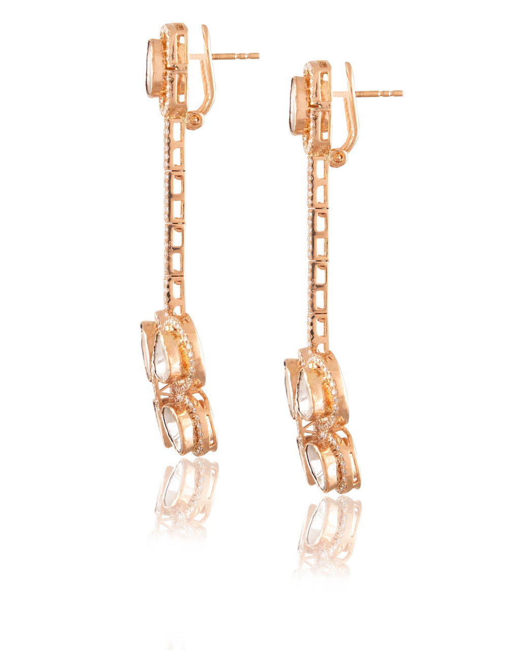 Allie Polki And Diamond Long Earrings