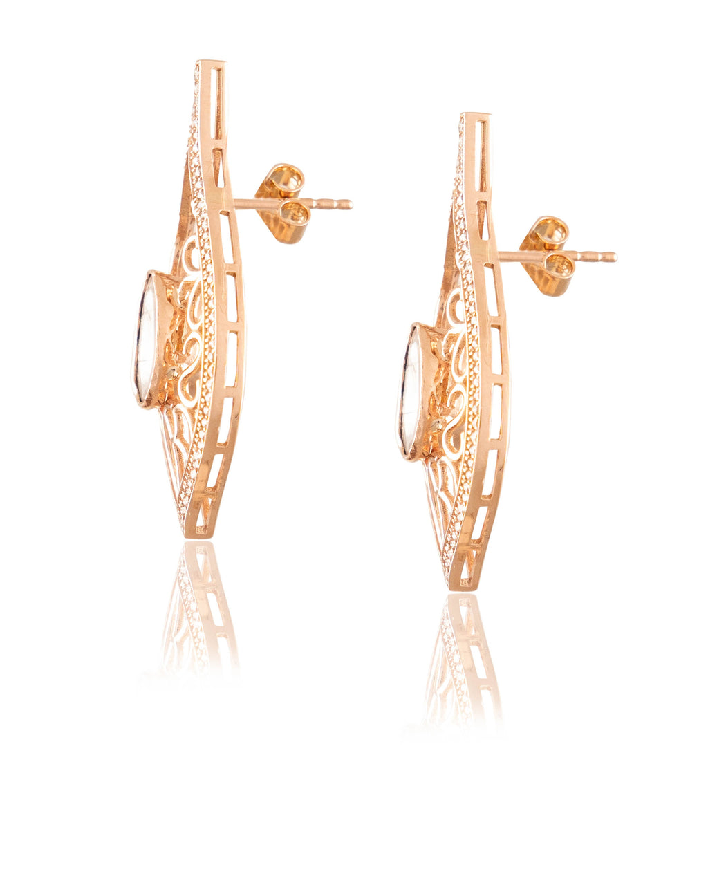 Shyla Polki And Diamond Long Earrings