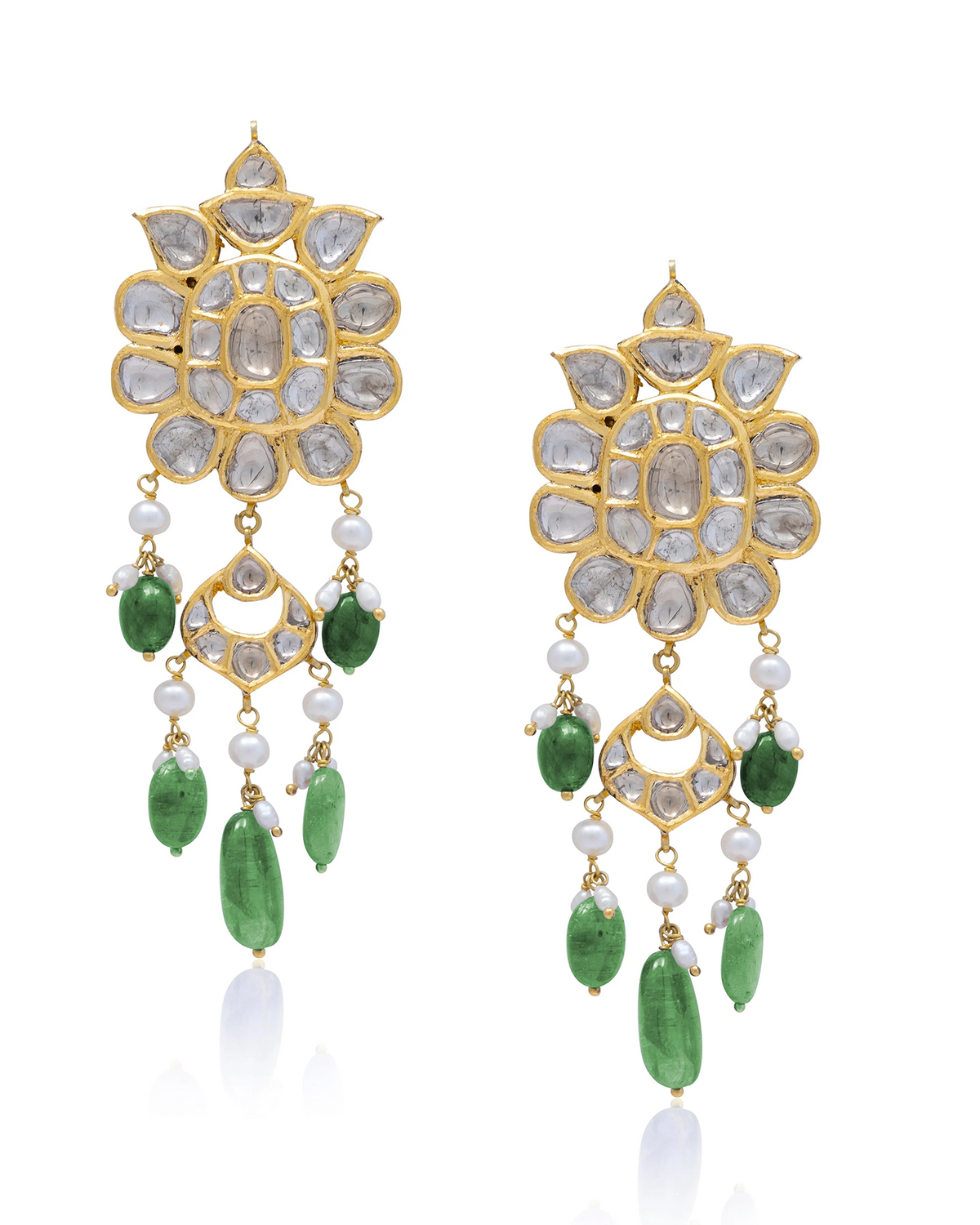 Harveen Necklace And Nimish Long Earrings Jadau Polki Set