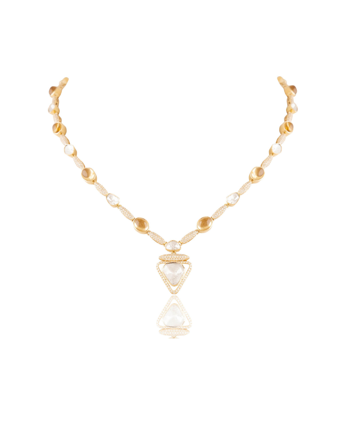 Mishika Polki And Diamond Necklace