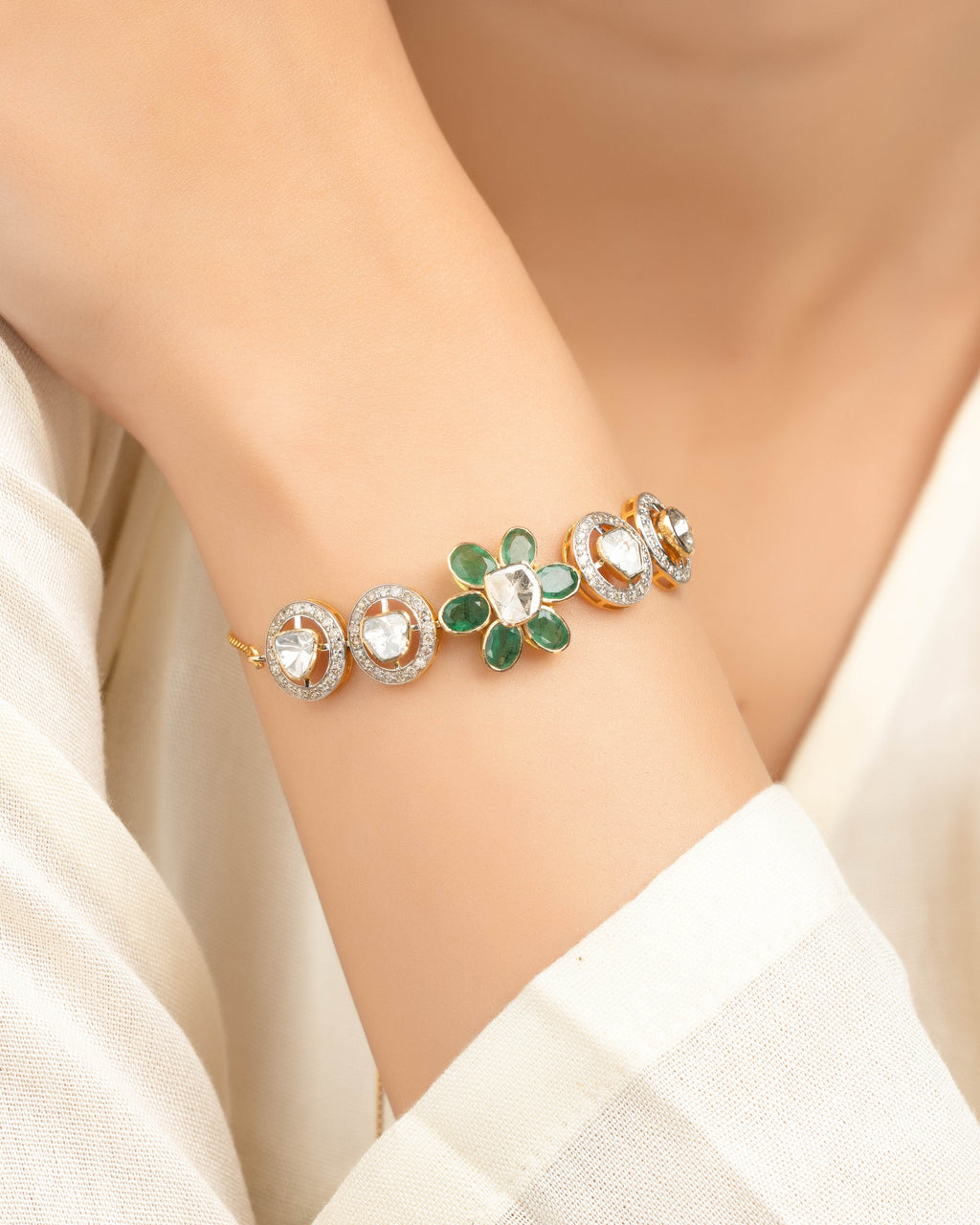 Nishta Polki And Diamond Loose Bracelet