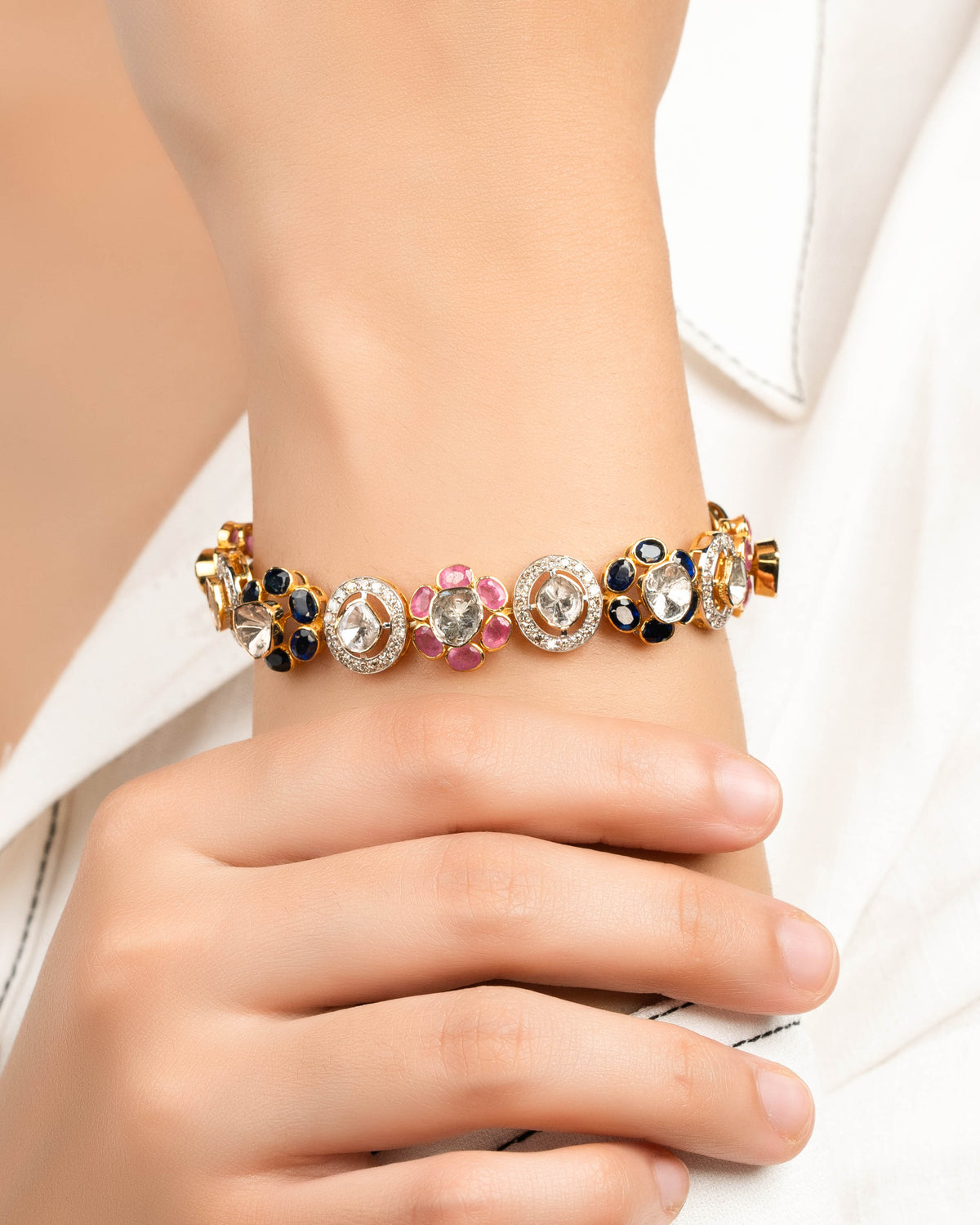Nita Polki And Diamond Loose Bracelet