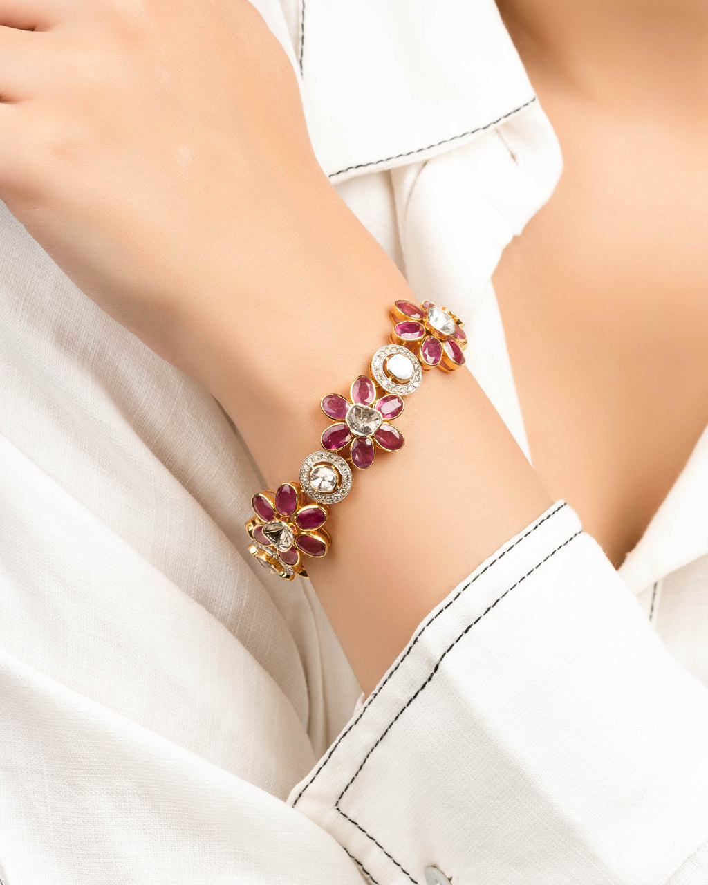 Vincia Polki And Diamond Loose Bracelet