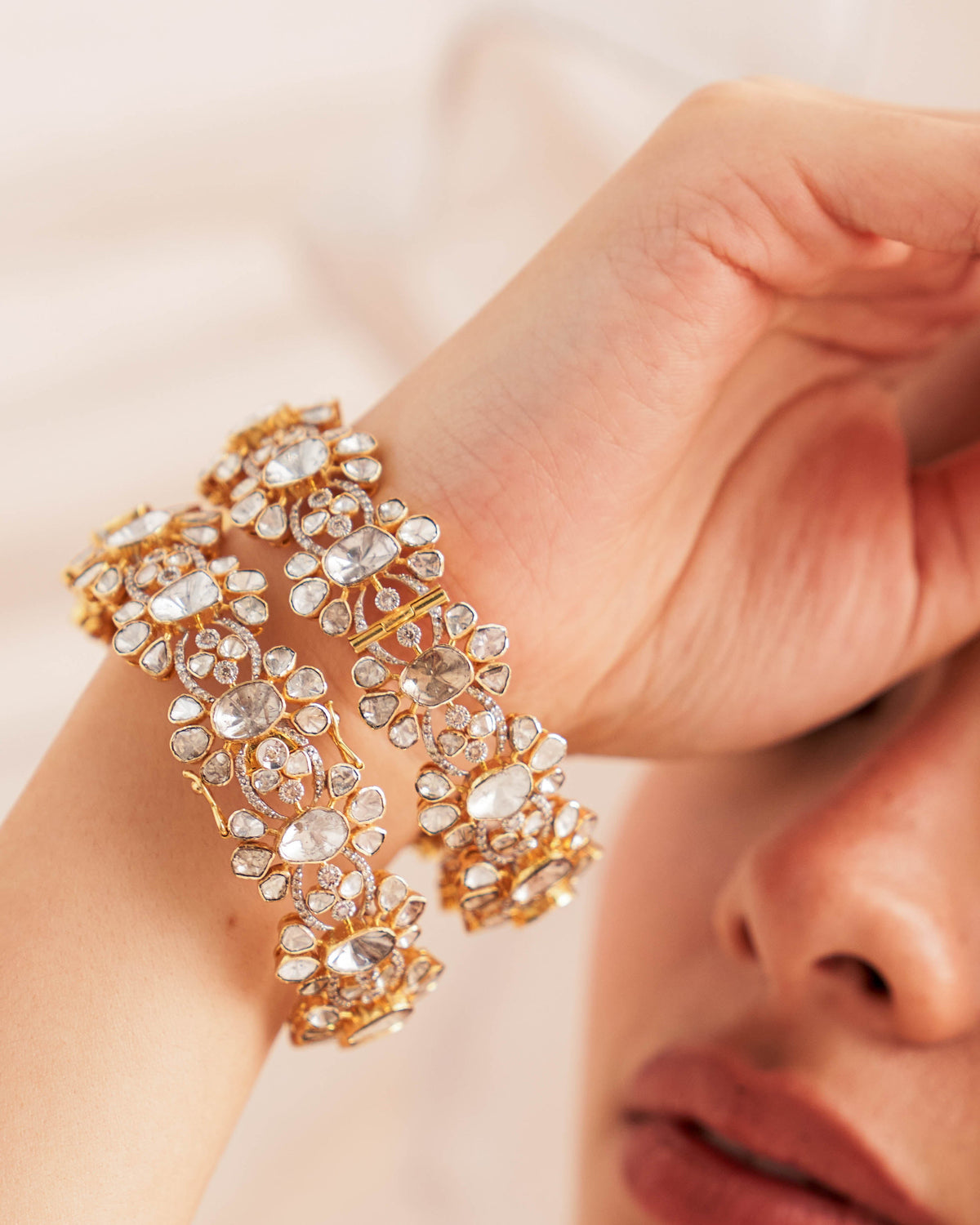 Laila Polki And Diamond Bangle