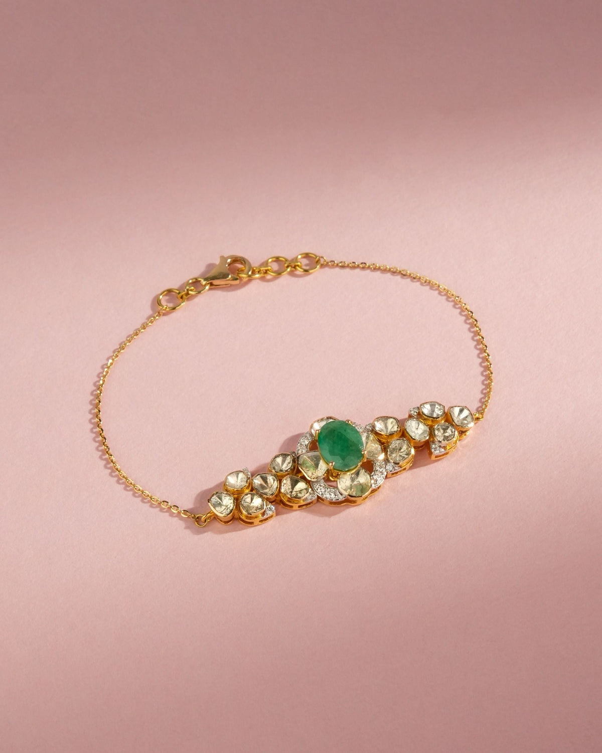 Mineta Polki And Diamond Loose Bracelet