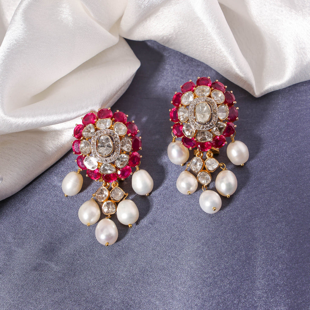 Harlow Polki And Diamond Long Earrings