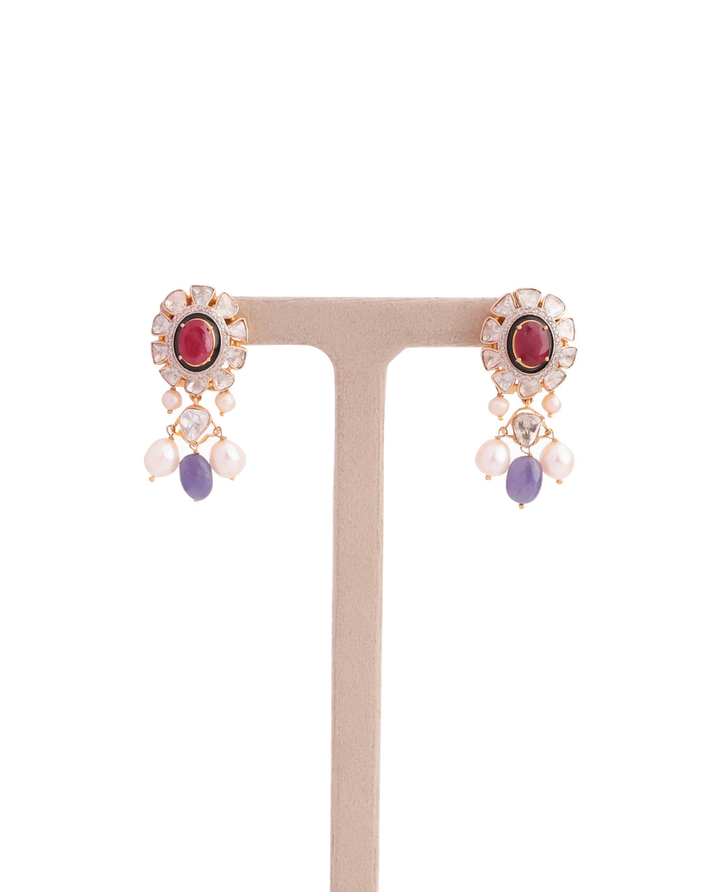 Thea Polki And Diamond Long Earrings