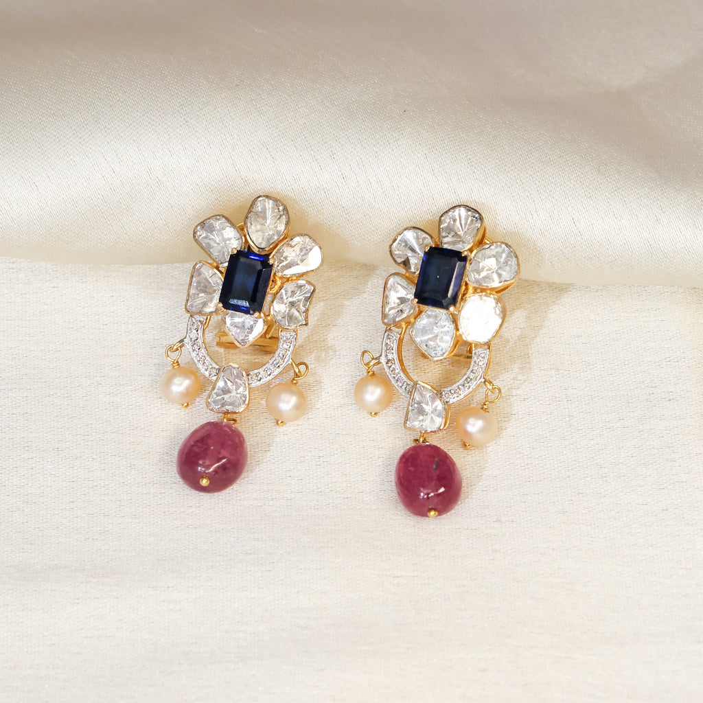 Juniper Polki And Diamond Long Earrings