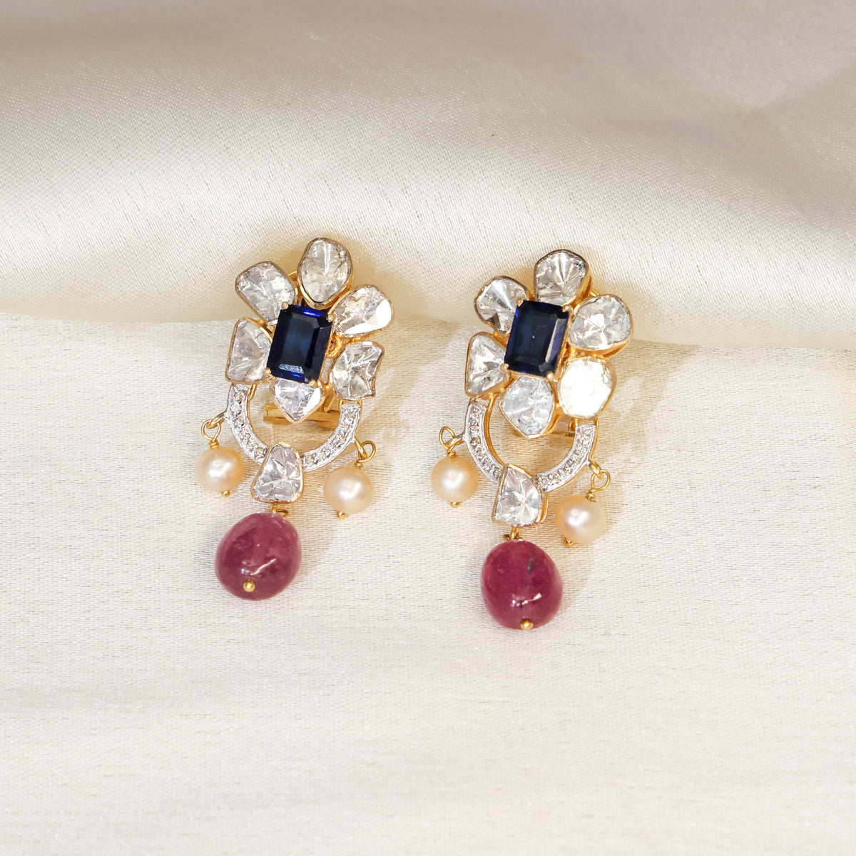 Juniper Polki And Diamond Long Earrings