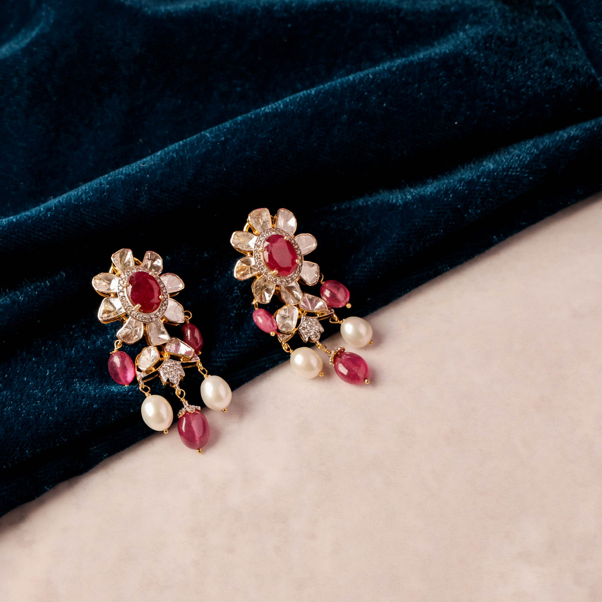 Elara Polki And Diamond Long Earrings