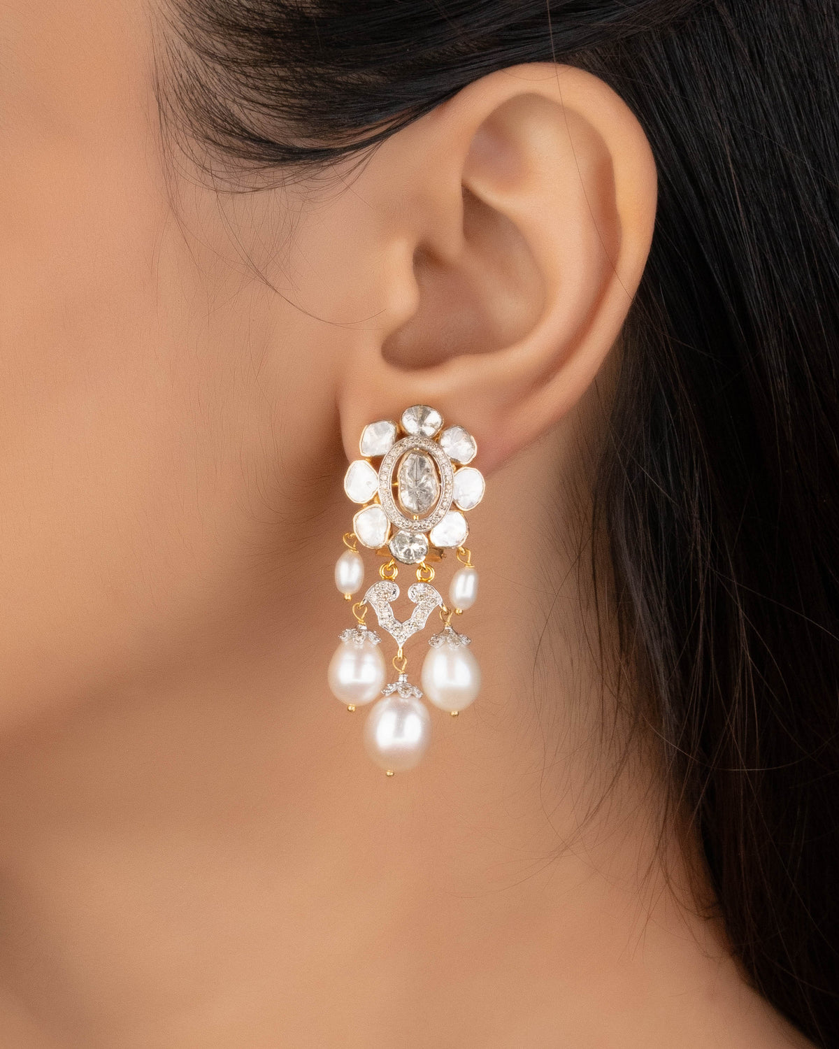 Serina Choker And Zeenat Long Earrings Polki And Diamond Set