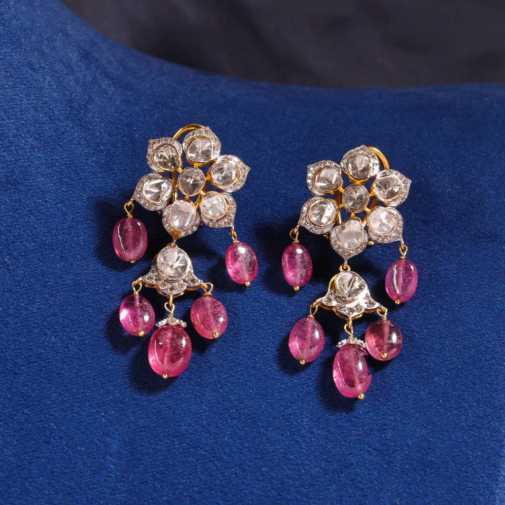 Aashrita Polki And Diamond Long Earrings