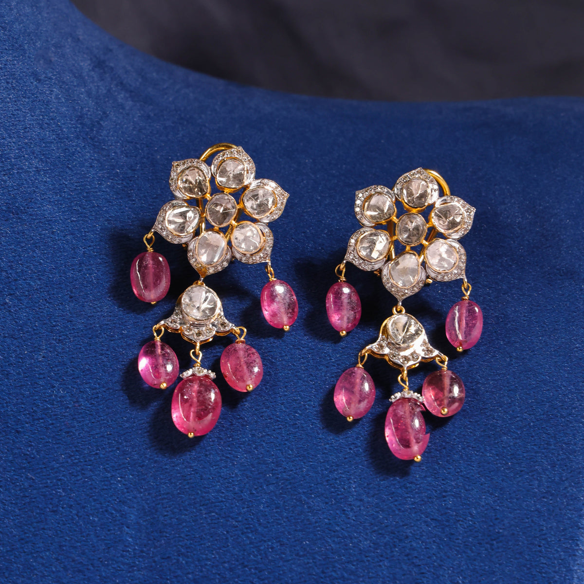 Aashrita Polki And Diamond Long Earrings