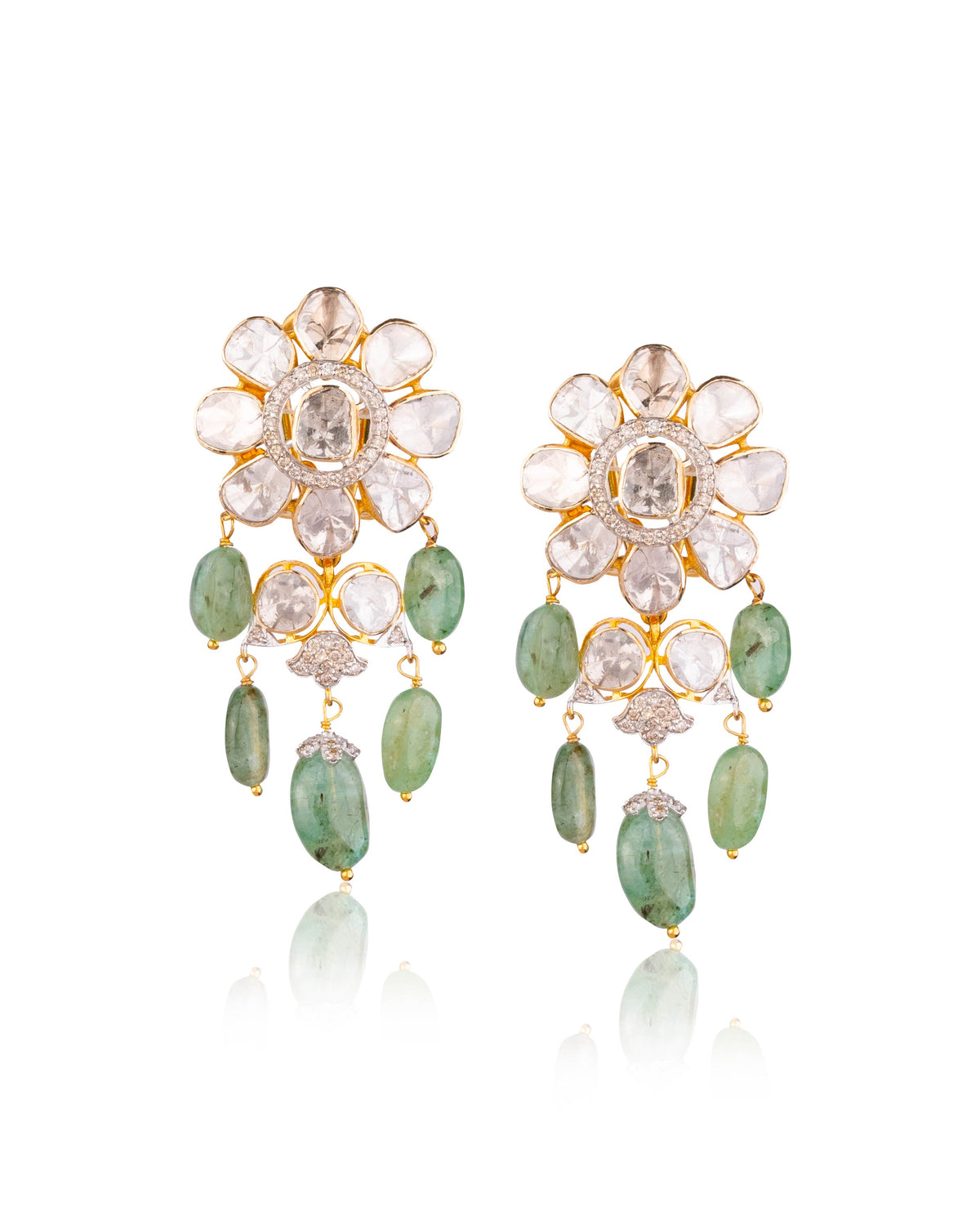 Felicia Polki And Diamond Long Earrings